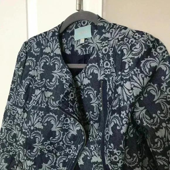 Skies are Blue Damask Cropped Jacket Size Medium - Picture 4 of 4